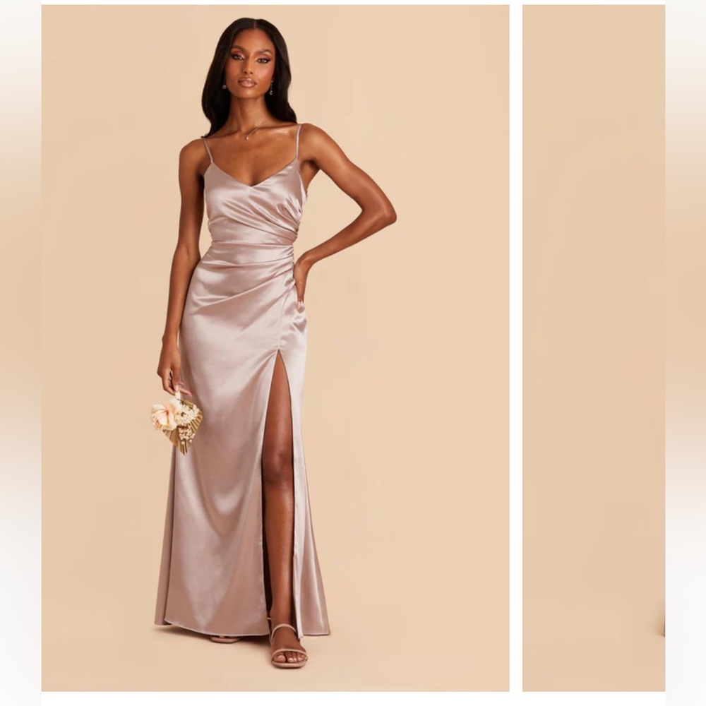 Birdy Grey Catherine Shiny Satin Dress Taupe